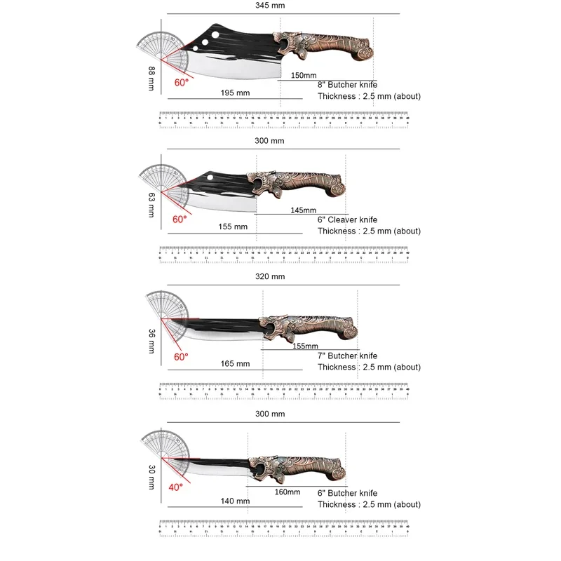 Coltello da caccia forgiato Coltello per disossare in acciaio inossidabile Mannaia Carne Pollo Coltelli da macellaio Coltello per sfilettare sushi Coltelli da cucina per chef