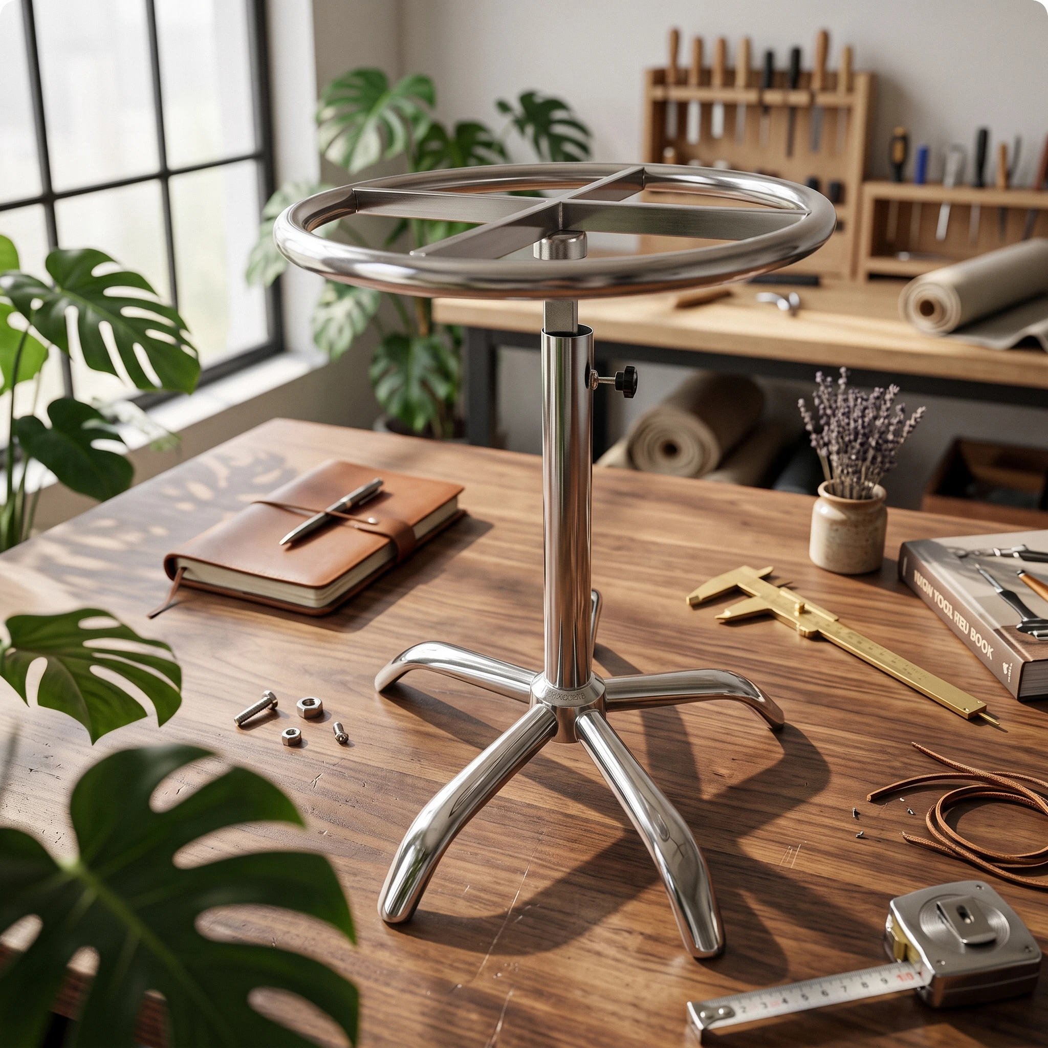 Rotating Paint Spraying Turntable Stainless Steel Paint Spraying Turntable Adjustable Worktable Elevated Furniture Convenient