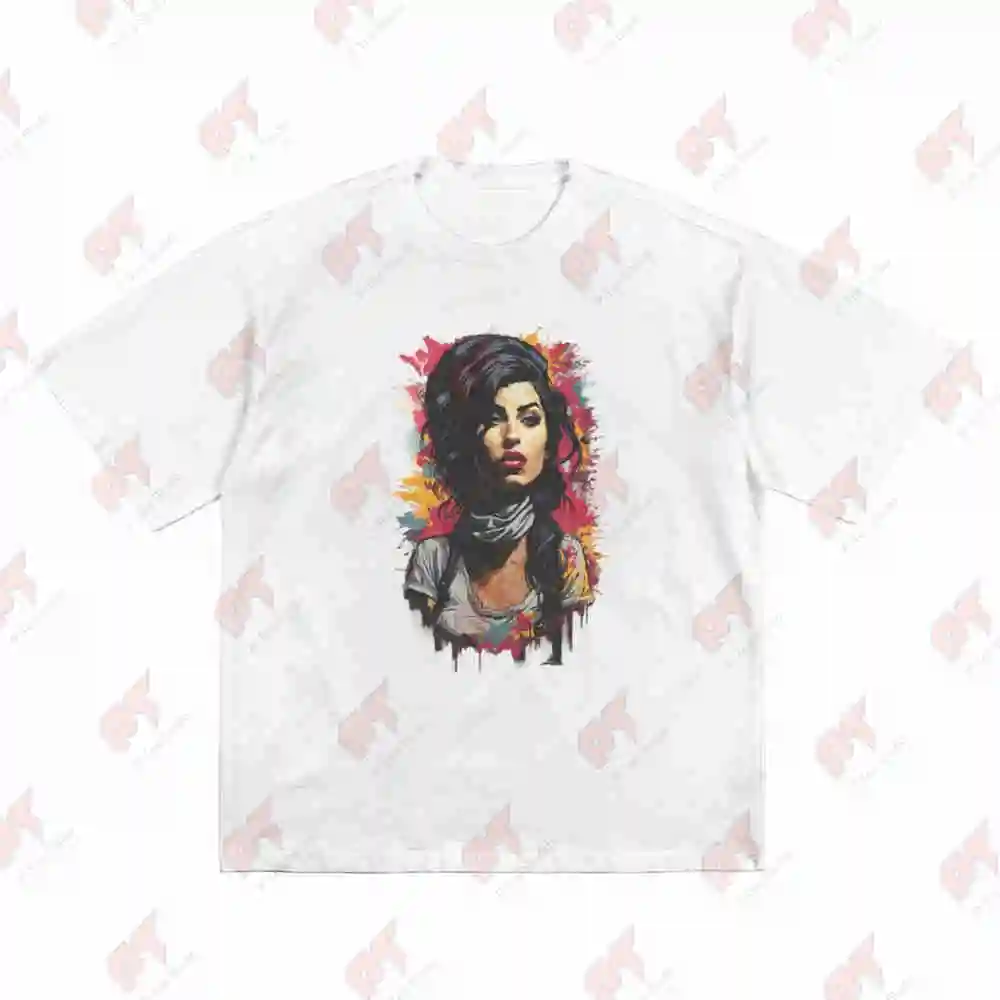 Amy Winehouse Image Anime Short Sleeve Tee 100% Cotton T-Shirt