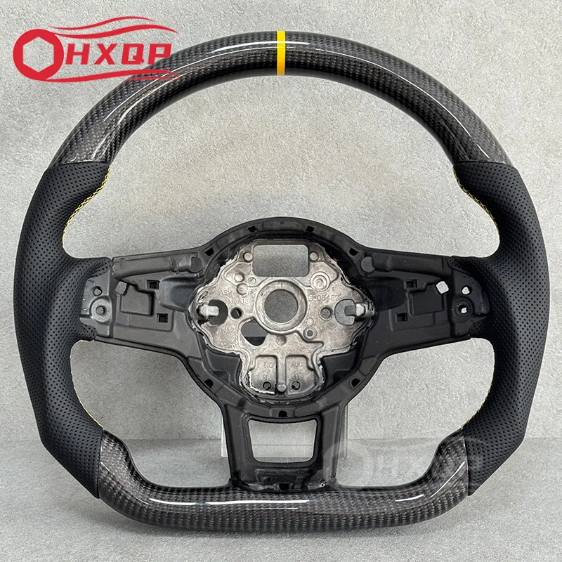 Carbon Fiber Steering Wheel for Volkswagen Golf 7 MK7.5 MK7 GTI R GTD GTE MK2 MK2 Passat b8 Tiguan MK2 Polo GTI Leather bore
