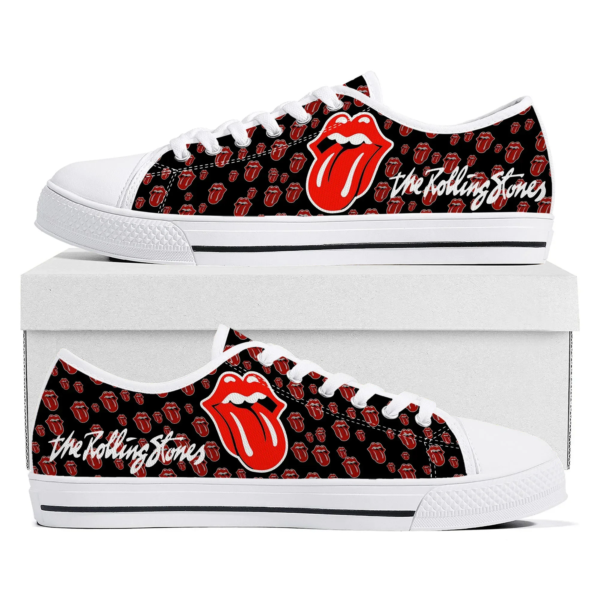 

Red Lip Rock Band Stones Low Top Sneakers Mens Womens Teenager Canvas High Quality Sneaker Casual Custom Shoes Customize Shoe