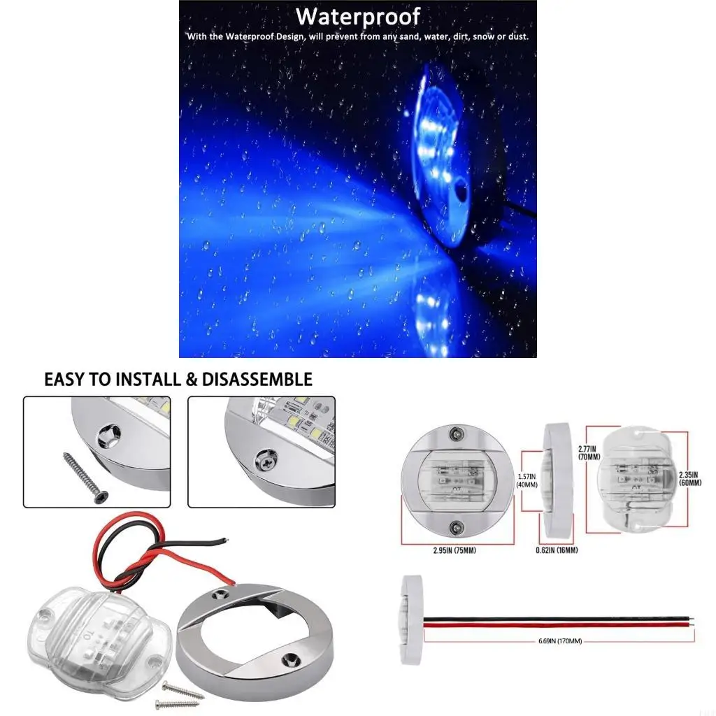 F1CF Commonly Used 12/24V Round LED Light Lamps Yacht Marine Lighting Equipemnt Waterproof LED Lights