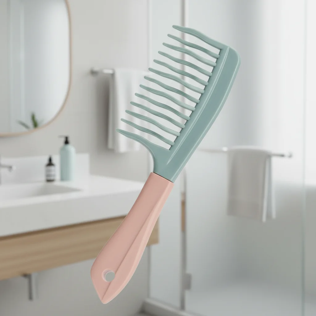 Wide Tooth Hair Comb for Home Massage, Double Row Styling Tool, Durable Plastic, Ideal for All Hair Types