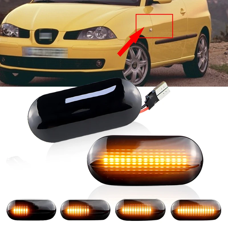 2szt Do SEAT Ibiza 6L 2002-2008 Cordoba Toledo Leon MK1 MK2 1996-2006 Dynamiczne boczne światło obrysowe LED Światło kierunkowskazu 14805294