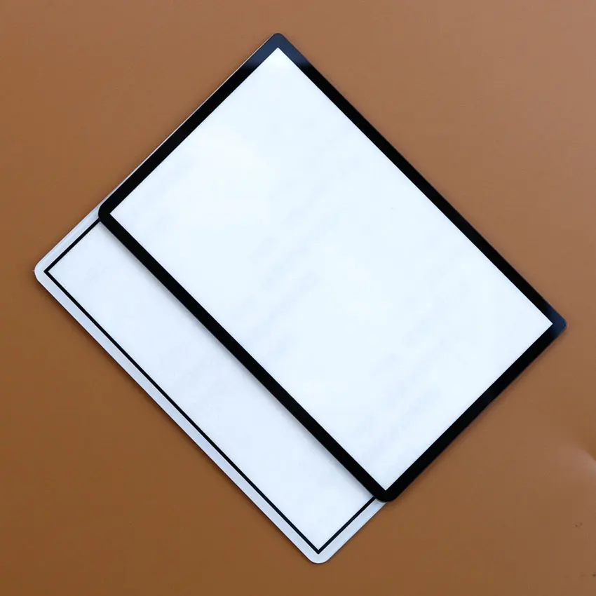JCD Plastic & Glass Upper Front Top Screen Frame Lens Cover For New 3DS Black White LCD Screen Protector Panel w/ adhesive