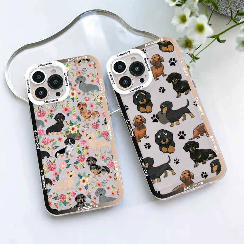 

Dachshund Dog Phone Case For iPhone 14 13 12 11 Pro Max Mini X Xs XR 6 7 8 Plus SE 2020 Transparent Case