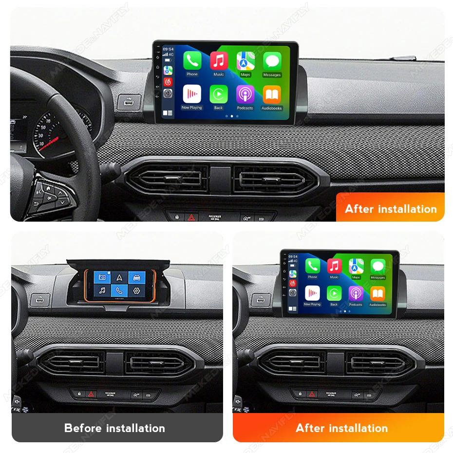 MEKEDE أندرويد الصوت راديو السيارة لرينو سانديرو 2021-2023 اللاسلكية Carplay السيارات الوسائط المتعددة مشغل فيديو ستيريو لتحديد المواقع والملاحة