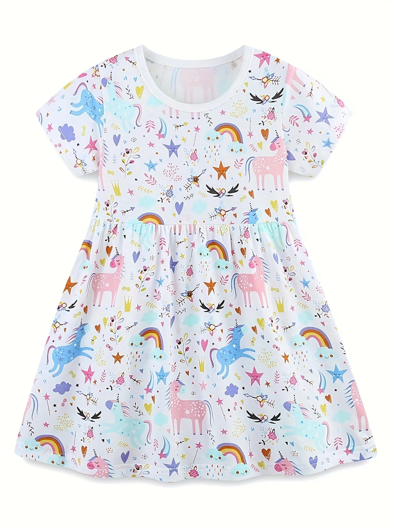 KaLa KaLa 여아 원피스 만화 유니콘 인쇄 공주 원피스, 어린이 원피스, 여름 