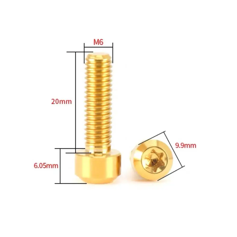 Lightweight M6 Titanium Screw Torx Drive Titanium Cap Screw Six-Lobe Head Torx Bolt Motorcycle Upgrade