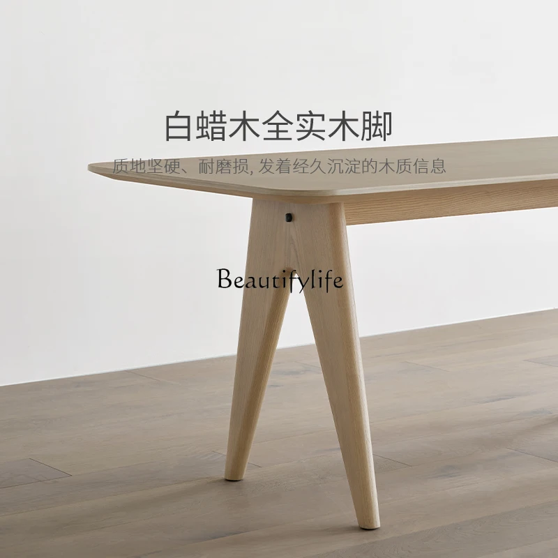 Retro wabi silent wind solid wood dining table simple household small apartment ash wood minimalist long table