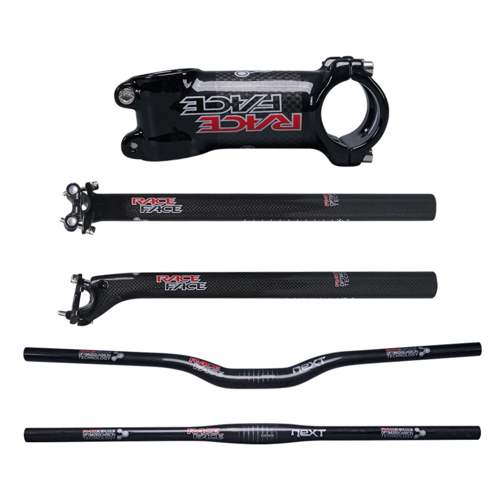 Juego de manillar RaceFace Next para bicicleta, fibra de carbono 3K brillante, manillar, tija de sillín y combo de espiga para bicicletas de montaña MTB