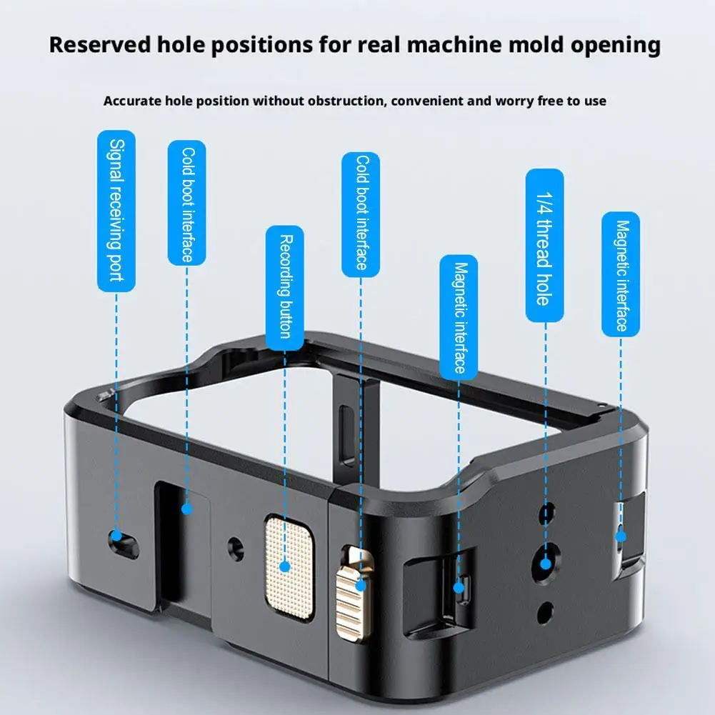 ل DJI Action 6 قفص أرنب معدني مقشر سبائك الألومنيوم تمديد مقبض ملحقات الكاميرا #5