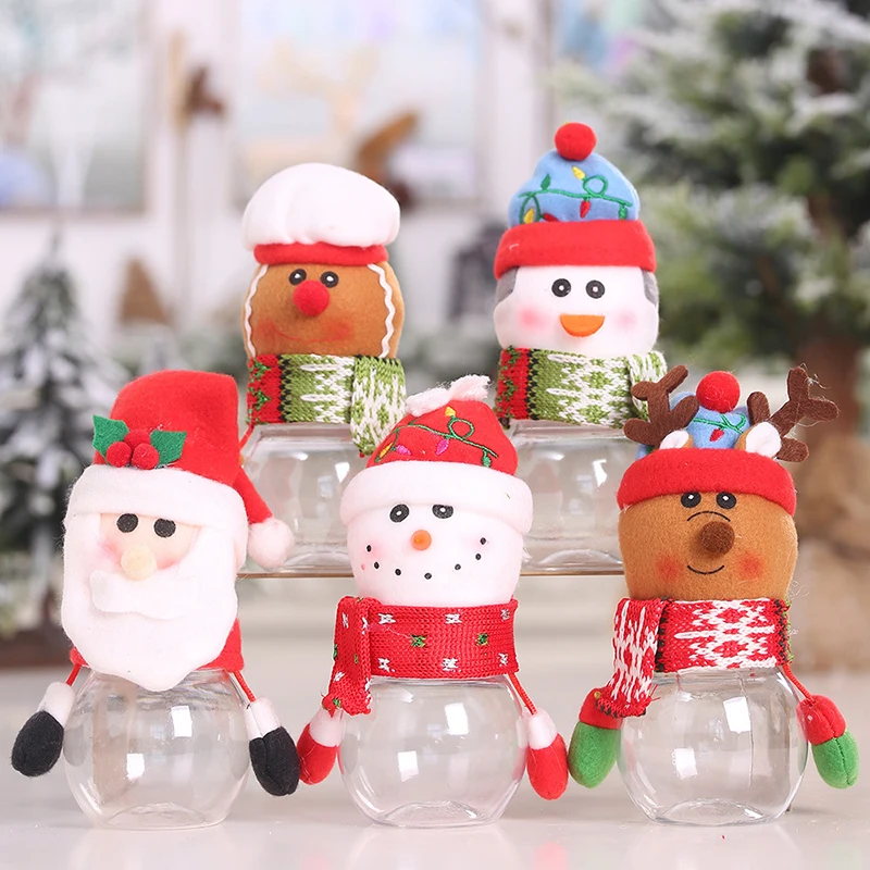 1PC Śliczny kreatywny słoik do przechowywania cukierków Święty Mikołaj Świąteczne przezroczyste etui na prezenty Przechowywanie orzechów Cukierki Nowy Rok Xmas Decor Party