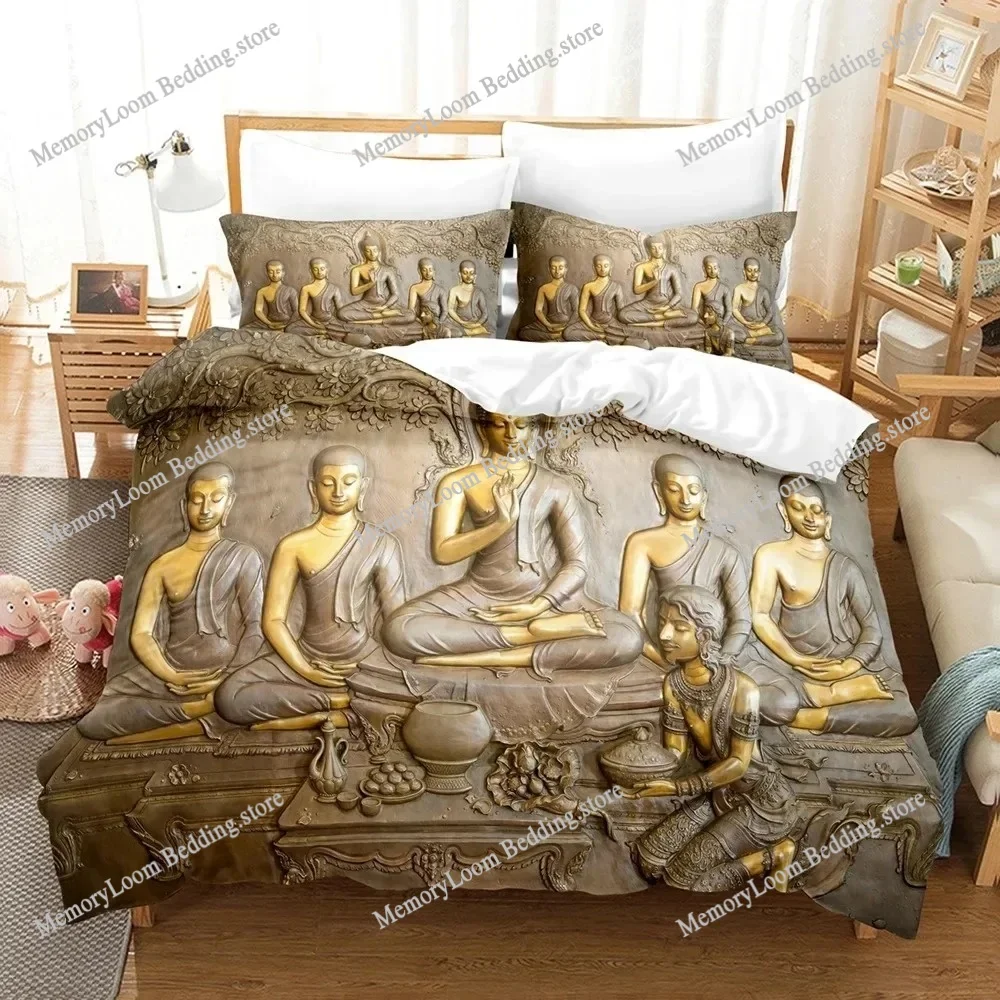 

3D Buddha Bedding Sets Duvet Cover Set With Pillowcase Twin Full Queen King Bedclothes Bed Linen Print Polyester Quilt Cover
