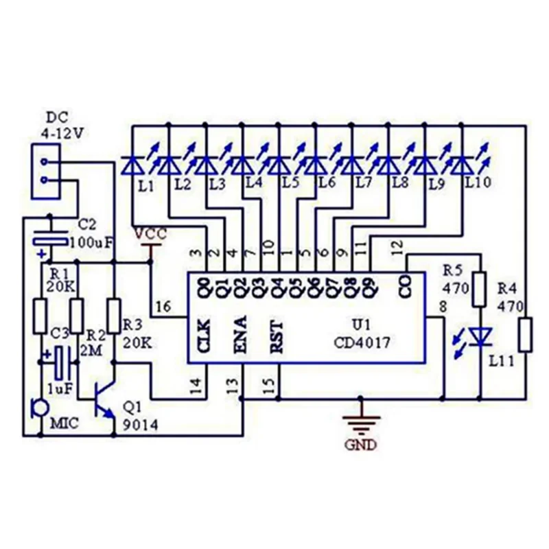 Exquisite-CD4017 Voice Control LED Water Light Kit Color Light DIY Electronic Kit Spectrum Fun Electronic Production Welding Tra
