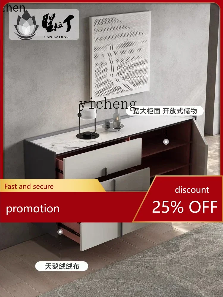 

Тумба-сервант ZML из массива дерева, современный минималистичный дизайн, для гостиной, с каменной столешницей, для чайной зоны, перегородка для столовой, тумба для хранения прихожей