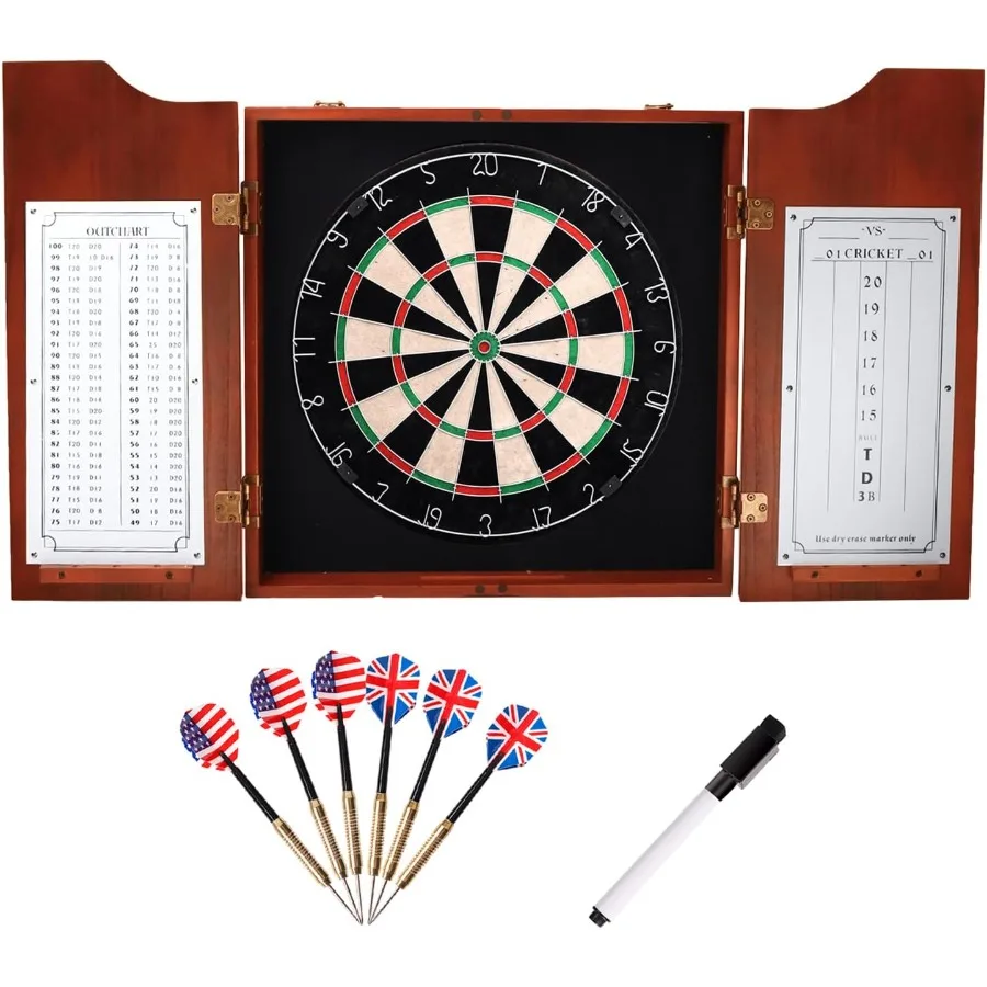 

GSE Games Sports Expert Professional Solid Wood Classic Dartboard Cabinet with Sisal/Bristle Dartboard Scoreboard and 6 Steel T
