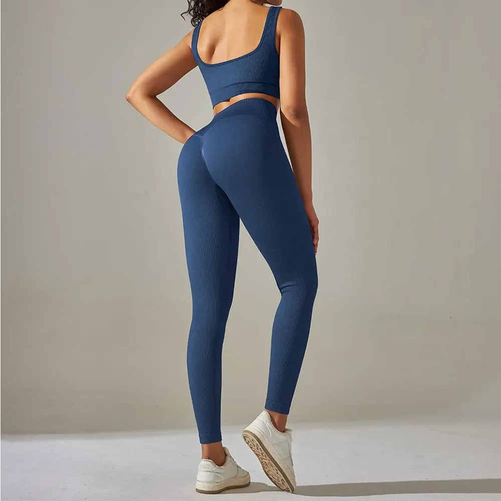 

Yoga Clothing Sets Women High Waist Leggings And Top 2 Piece Set Sportswear Seamless Tracksuit Fitness Workout Outfits Gym Wear