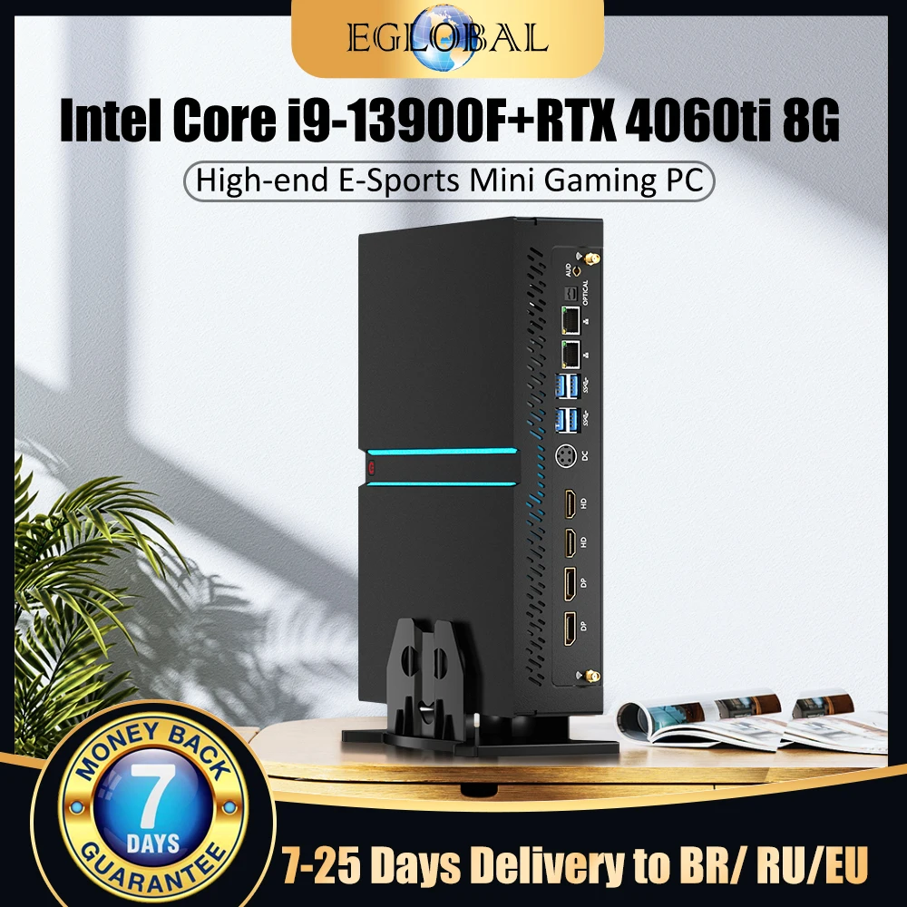 

EGLOBAL Gaming Mini PC Nvidia RTX4060TI 8G Intel Core i9 13th Gen Max 64G DDR5 Max 4TB NVMe Windows 11Pro Wifi6 Gaming Computer