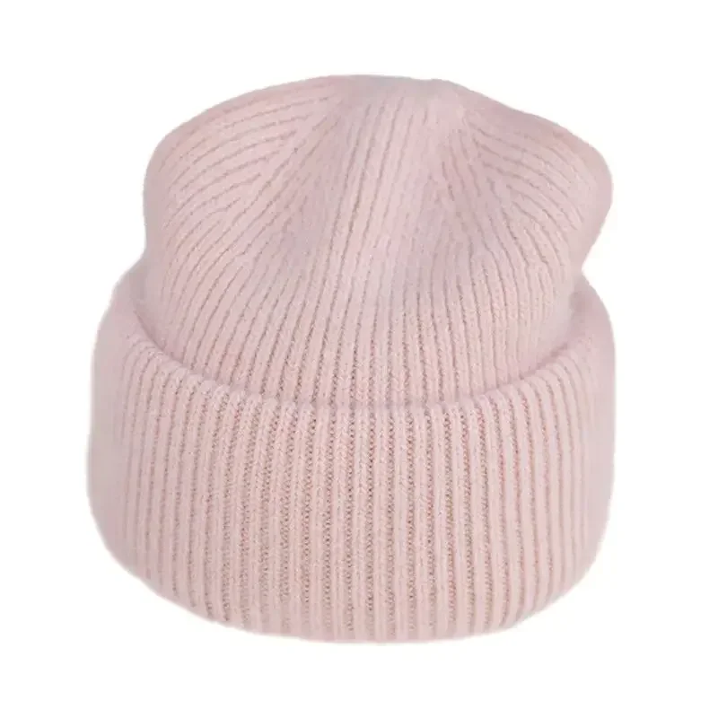 Zimowa ciepła czapka beanie z angory dla kobiet dziewczynki futro królika puszyste czapki z dzianiny nauszniki miękkie ciepłe SKI śnieg Outdoor Skullies — zdjęcie 2