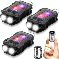 MINI LED Flashlight Keychain Light Portable Super Bright Torch TYPE-C USB Charge Emergency Work Light with Pen Clip Tail Magnet