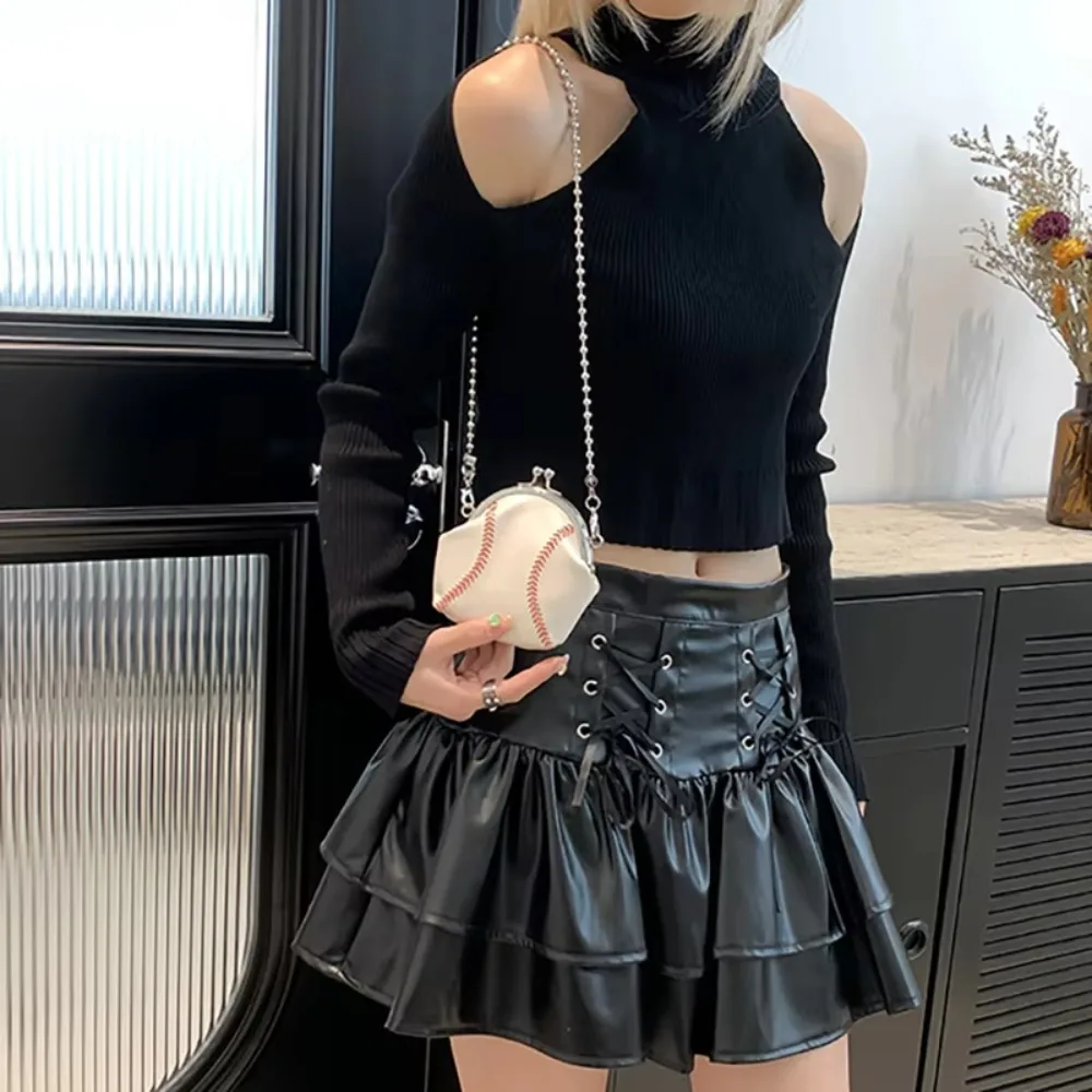 

Мини-сумка из искусственной кожи с забавным бейсбольным дизайном, легкая стильная сумка на плечо с индивидуальной цепочкой, компактный дизайн