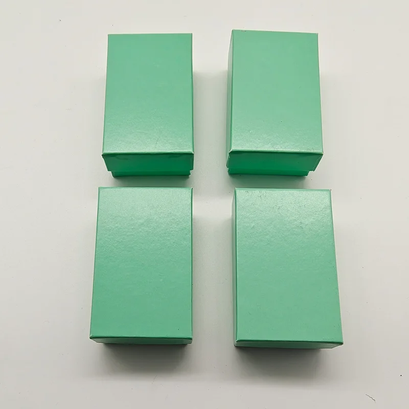 100pcs #21 Teal Blue Mini Ring Paper Cardboard Boxes For Jewelry Storage Cotton Filled Box (2-1/2*1-1/2*7/8''inch)