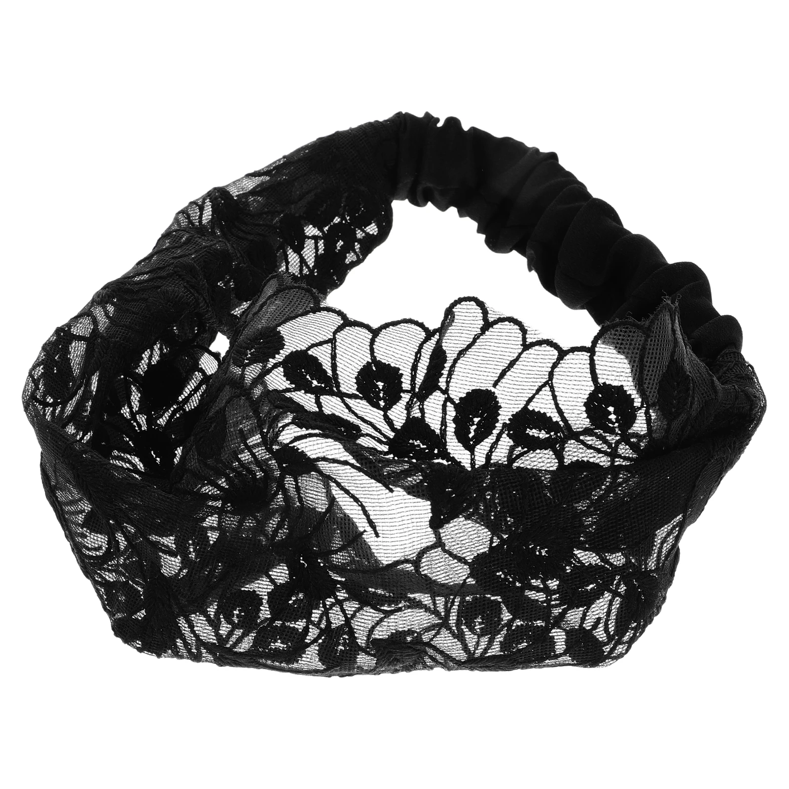 

Floral Lace Headscarf Wide Headbands for Face Washing Spa Skincare Makeup Women Church Black Navy Hair Accessories