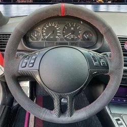 Non-Slip Black Suede Car Steering Wheel Cover For BMW E46 M3 E39 330i 540i 525i 530i 330Ci 2001 - 2003 Steering Wheel Braid