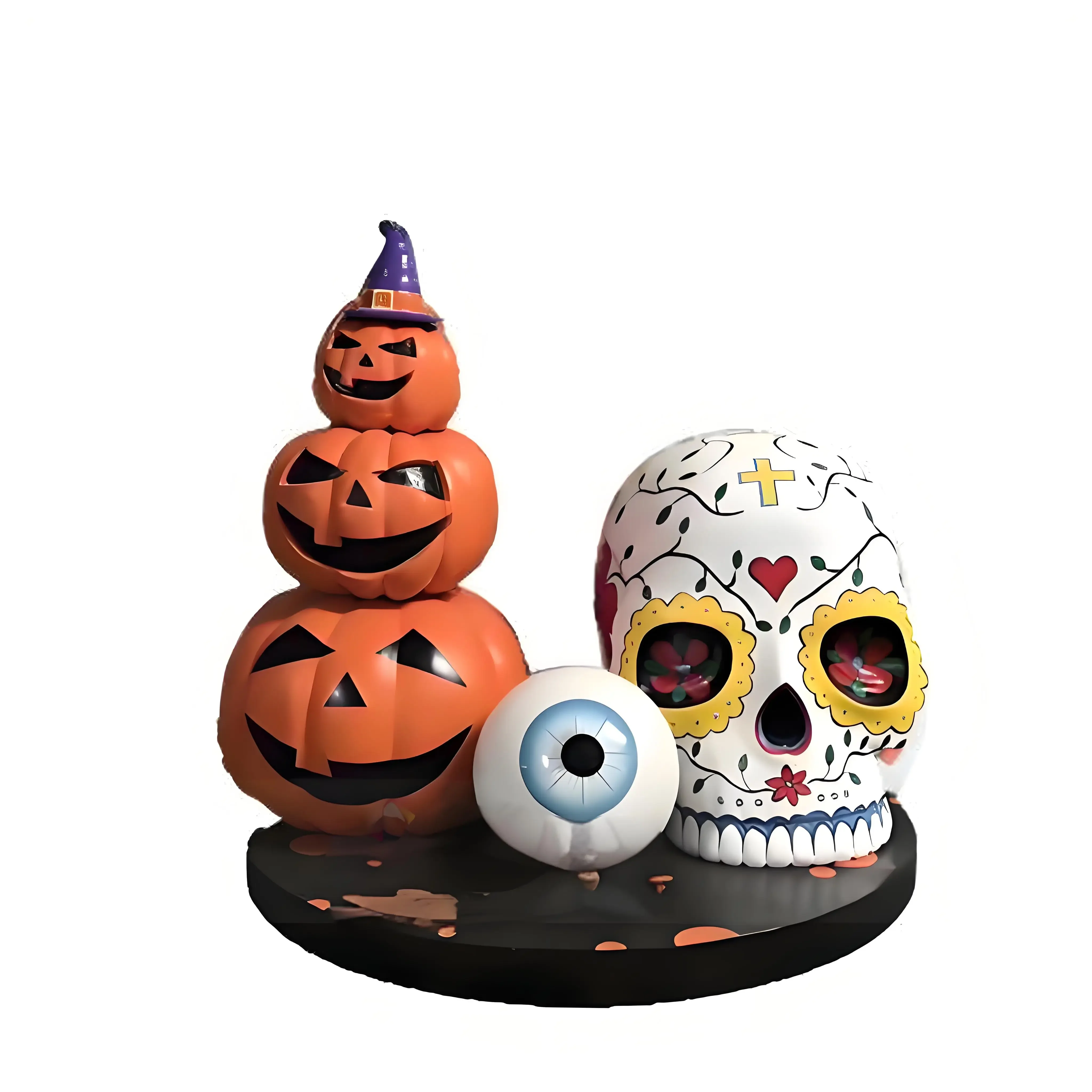 

Skull Pumpkin Halloween Sculpture for Party Event Halloween Decoration