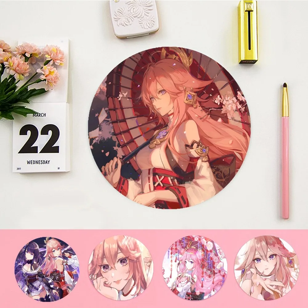 

Genshin Impact Yae Miko Round Custom Skin Big Promotion Table Student Computer Keyboard Pad Games Pad Office Desk Accessories