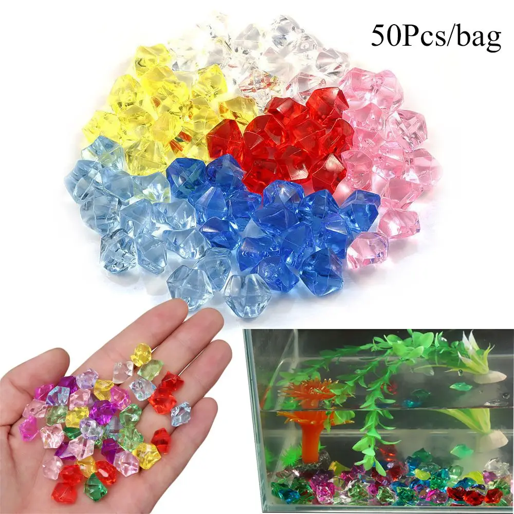 Craft Confetti Cobblestones Aquarium Landscape Colorful Fish Tank Decor Pebbles Vase Filler Crystal Ice Cubes Artificial Stones