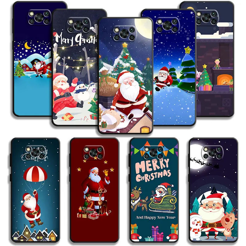 Cartoon Santa Claus Merry Christmas Case For Xiaomi POCO X3 NFC X4Pro X5 M3 F5 Pro F1 for Mi 11 12 Lite 13 10T 11T 12X 9 9T