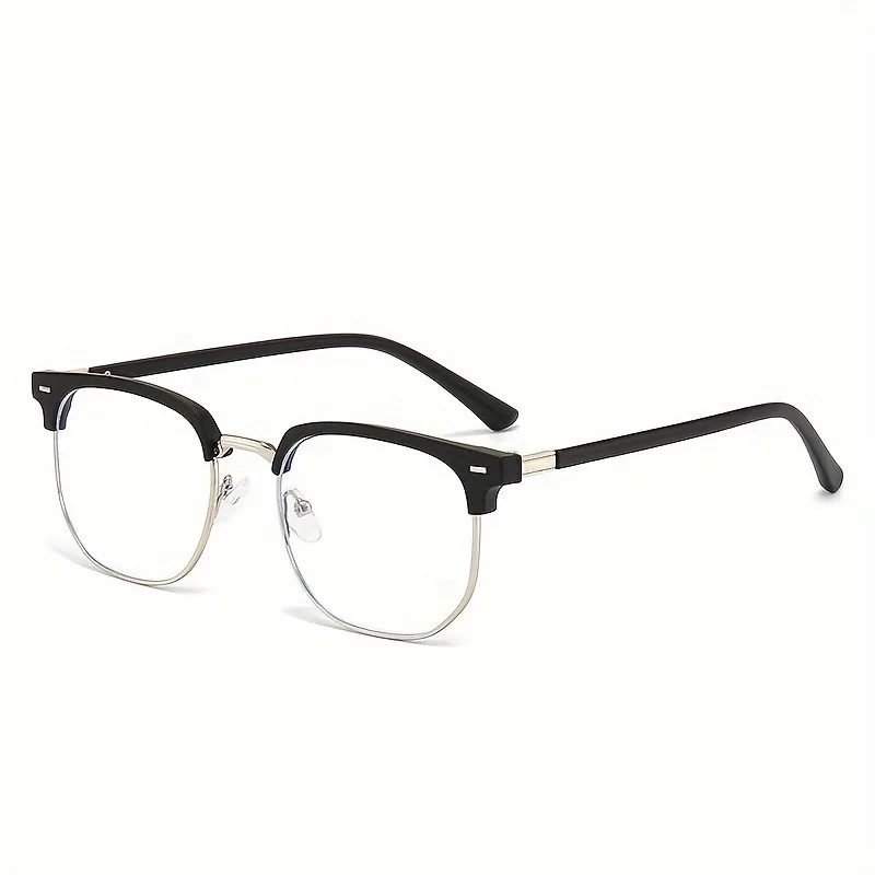 1 Piece of Men's Casual Style Half Framed Glasses PC Lenses Decorative Glasses Black Ideal Gift Choice