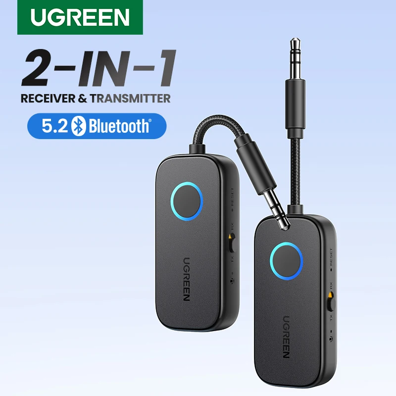 UGREEN-Adaptateur récepteur et émetteur Bluetooth, 2 en 1, sans fil, 3.5mm, audio mx, pour vol, télévision, voiture, tapis roulant