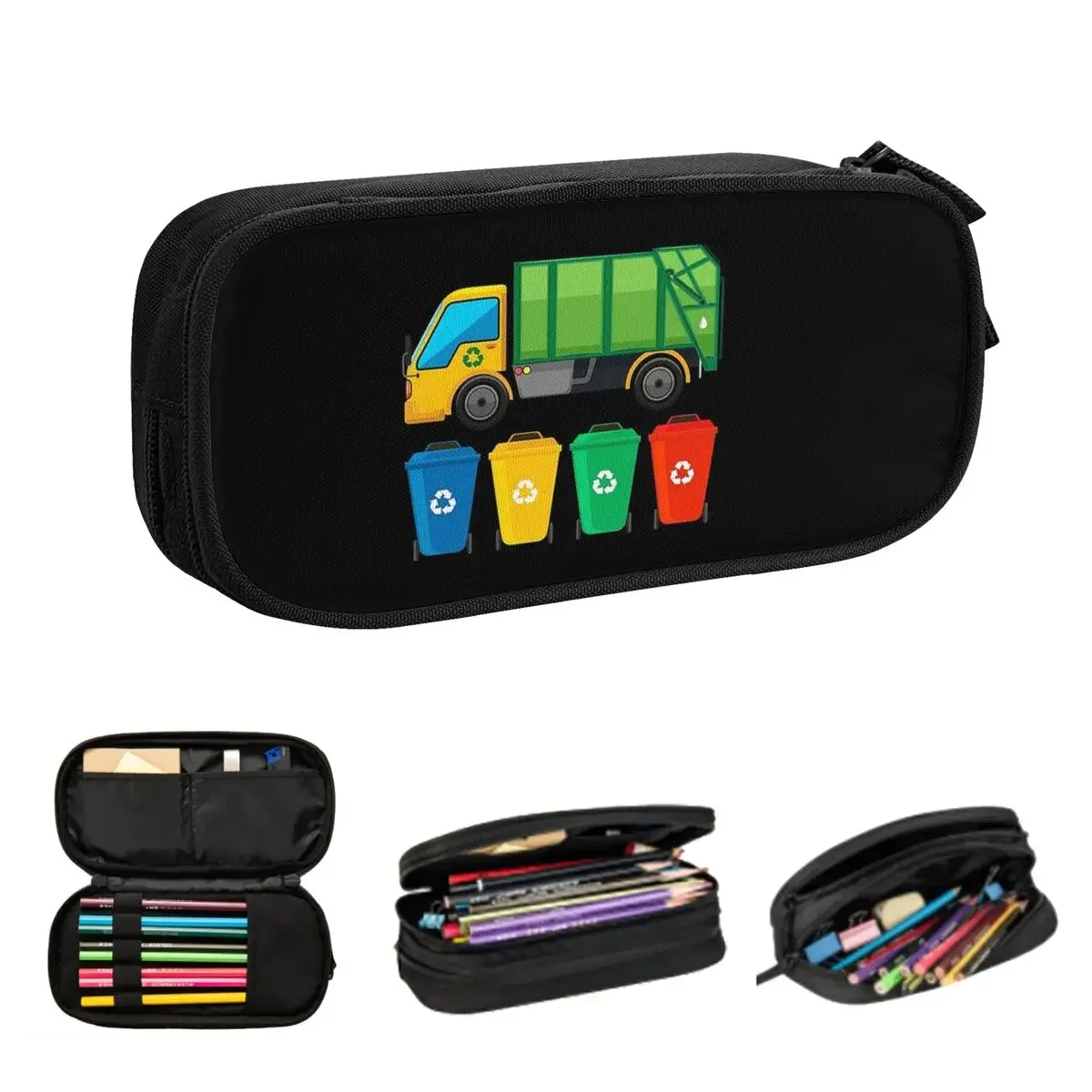 Garbage Truck Pencil Cases Large Storage Pen Bags Pen Box Pencil Pouch For Boys Girls Students Stationery School Office