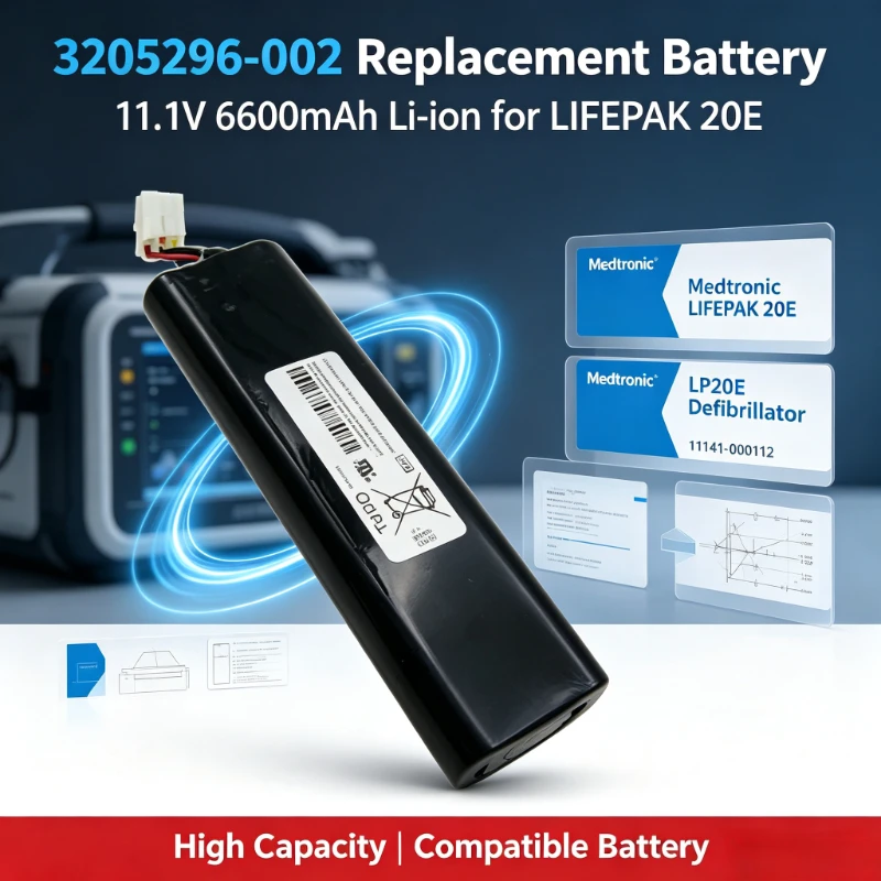 3205296-002 11.1V 6600mAh Li-ion Battery For Medtronic LIFEPAK 20E LP20E Defibrillator 11141-000112