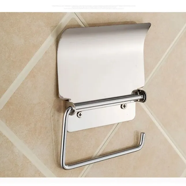 Toilet Paper Holder Brushed Gold Stainless Steel Pendant Paper Hooks Towel Rack Paper Roll Holder Hardware With Cover MJ