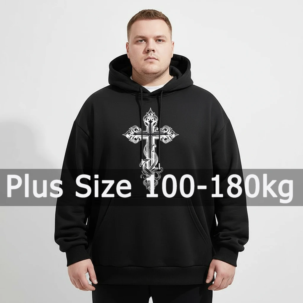 

Мужские толстовки больших размеров с перекрестным принтом, осень-зима, хлопковый пуловер с длинными рукавами 5XL, 6XL, 7XL, 90-180 кг, одежда больших размеров