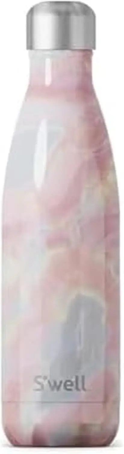 

Бутылка для воды из нержавеющей стали S'well 17 унций, жеодная роза, вакуумная изоляция, сохраняет холод, 36 часов, горячая 18 часов, не содержит BPA