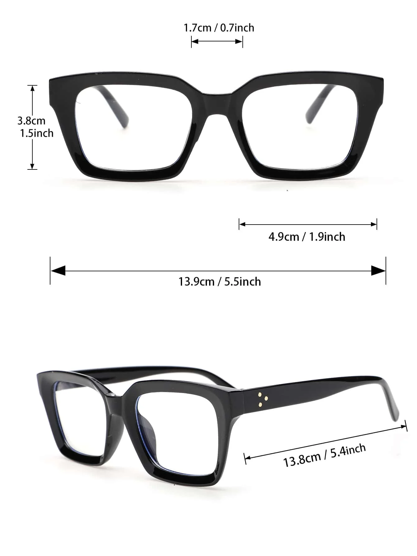 2 Pcs Plastic Geometric Frame Fashion Academic Style Clear Glasses Protection Daily Accessories