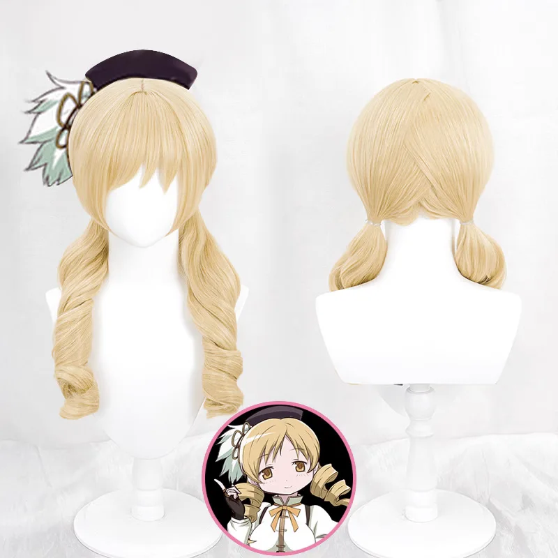 Tomoe Mami Cosplay Wig Puella Magi Madoka Magica Combats Wig High Temperature Silk Rose Inner Mesh Wig Halloween Party