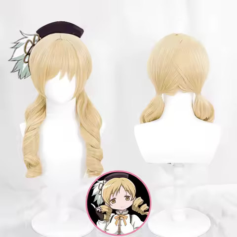 Tomoe Mami Cosplay Wig Puella Magi Madoka Magica Combats Wig High Temperature Silk Rose Inner Mesh Wig Halloween Party