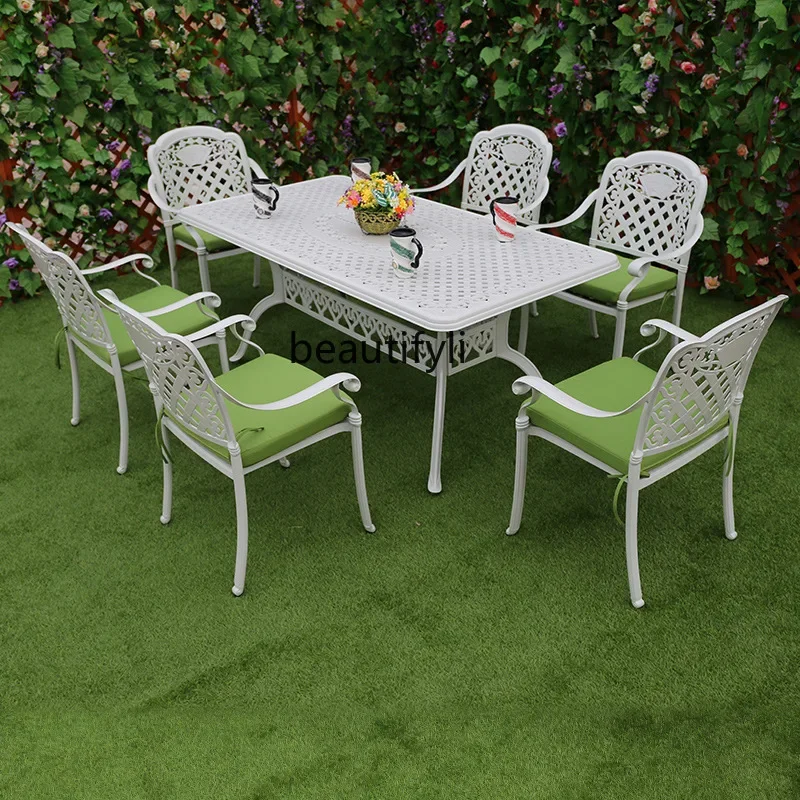 

Asmt52 Outdoor Metal Table and Chair Set for Courtyard Villa Garden Aluminum Art Table and Chair Leisure Cast Aluminum Table and