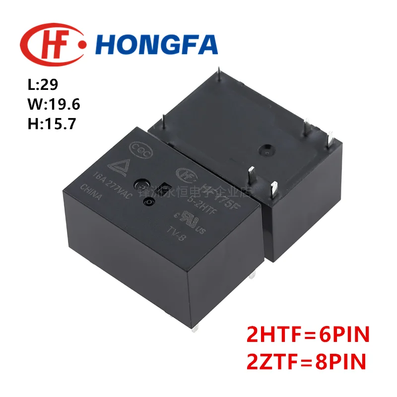 

1Pcs HONGFA Relay HF175F-5-2HTF HF175F-12-2HTF HF175F-24-2HTF HF175F-12-2ZTF 6Pin 8Pin 16A 5V 12V 24V Power Relay