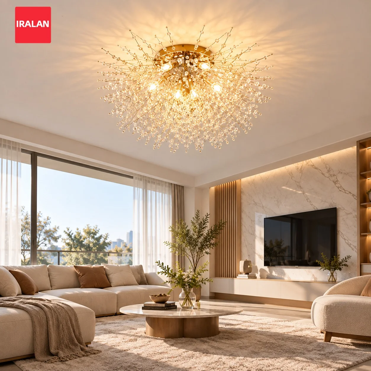 Brilliant LED Ceiling Lamp Home Luxury Star Spark 220V Chandelier Ceiling Lights Home Tri Color Lighting Fixtures Decoration