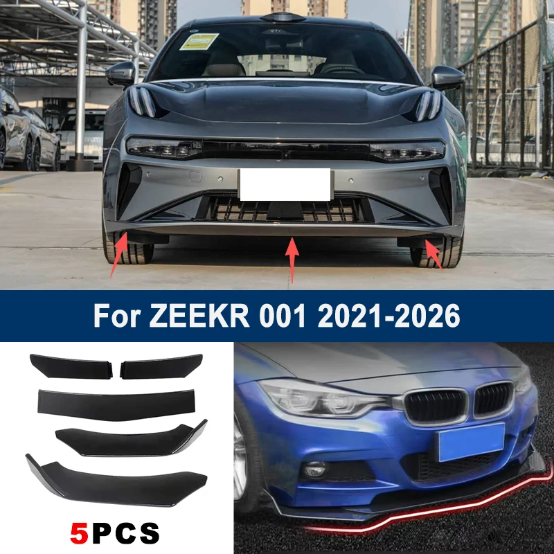 

Adjustable 5Pcs Sectional Front Spoiler Lip For ZEEKR 001 2021-2026 Front Bumper Splitter Car Exterior Sport Body Kit