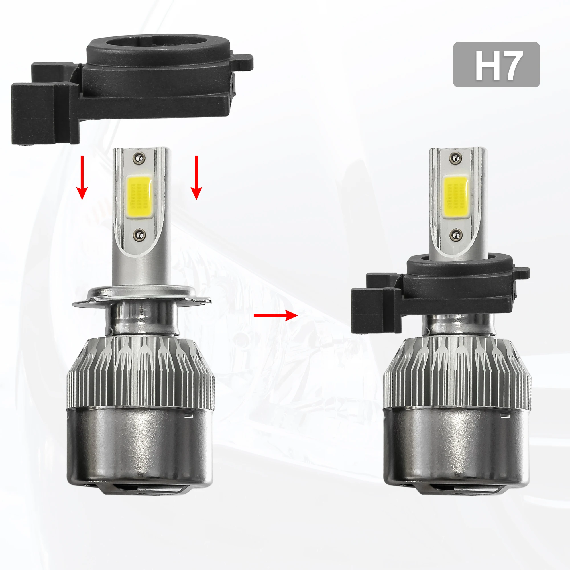 UXCELL 1 Set Car H7 LED Headlight Adapter Bases with Key Replace for Ford Fiesta 2009 2010 2011 2012 2013 2014