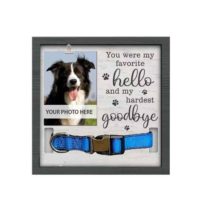 dwan Dog Memorials Picture Frame Dog Picture Frame Pet Collar Sympathy Gift Bedroom Home Decorations for Grieving Friend