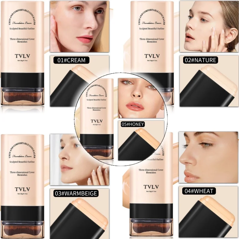 Hydrating Eraser Foundation Stick Concealer Brightening Skin Tone Waterproof Sweat Long-lasting Double Head Foundation Cream